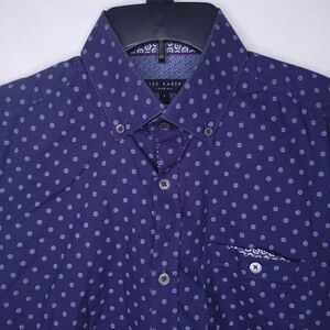 Ted Baker Shirt Mens 2 Small Blue Graphic Print